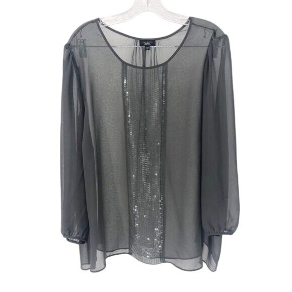 Talbots Woman Sheer Embellished Blouse 22W petite - Picture 1 of 8